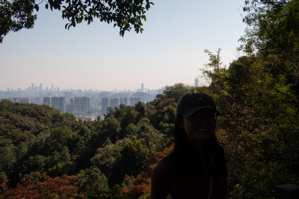 View of the Guangzhou skyline from Baiyun Mountain Park. 