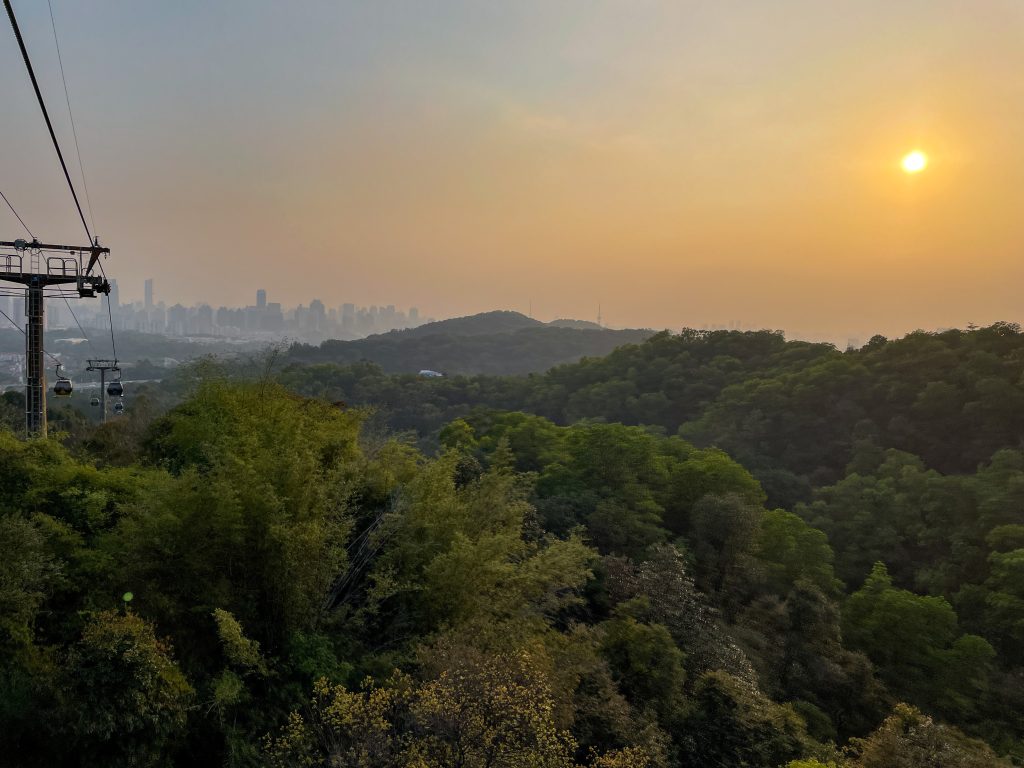 View from the cable car at Baiyun Mountain Park.