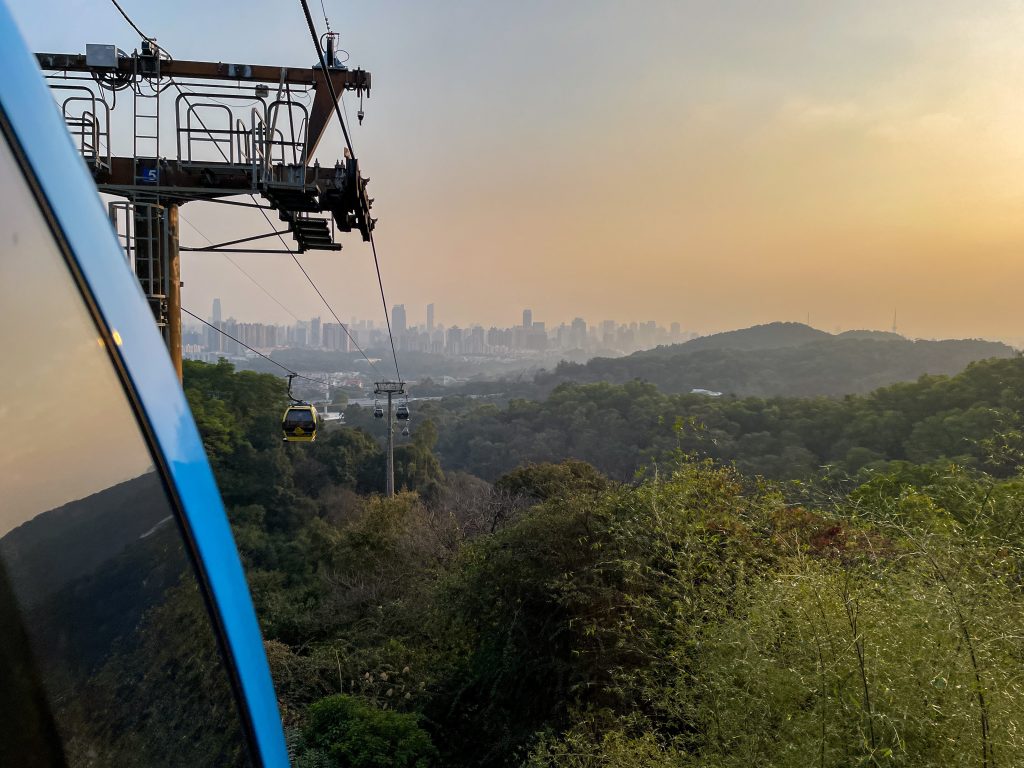 View from the cable car on the way to Baiyun Mountain