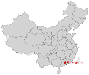 Location of Guangzhou in China