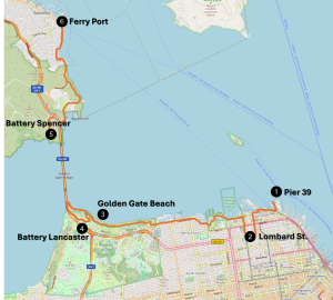 Map of the Sightseeing Routine in San Francisco