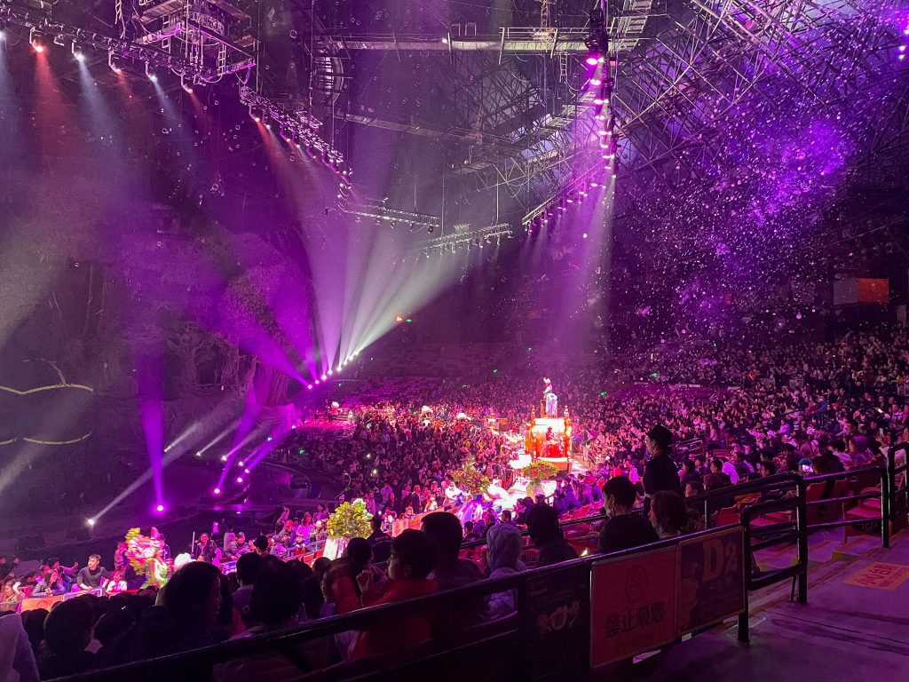 Illuminated circus tent at Chimelong Resort. 