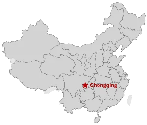 Karte mit der Lage von Chongqing in China