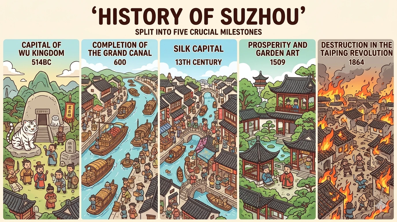Collection of the most important milestones of the history of Suzhou.