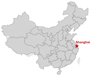 Karte der Lage von Shanghai in China.