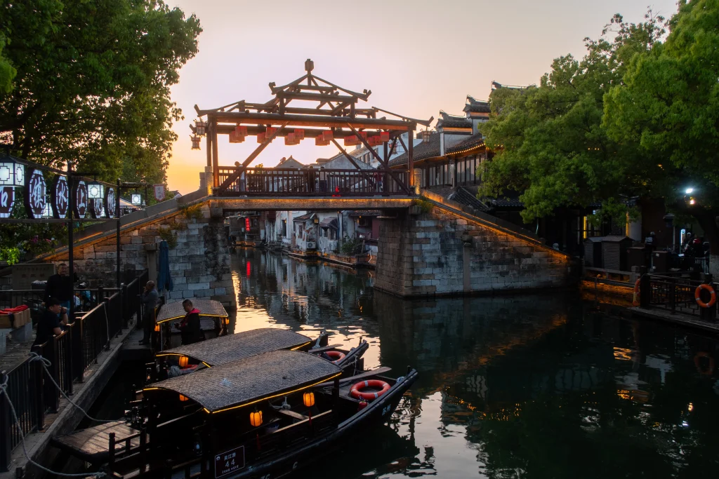 Canals in the historic water town of Tongli near Suzhou. 