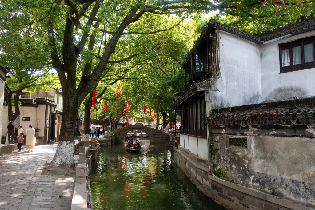 Canals in the historic water town of Tongli near Suzhou. 