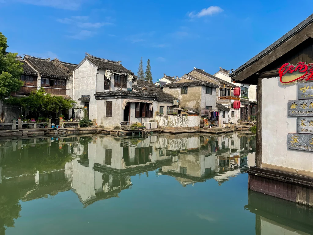 Canals in the historic water town of Tongli near Suzhou. 
