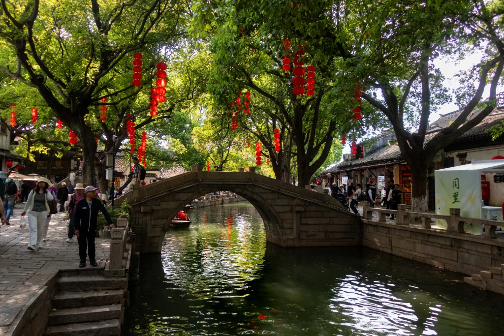 Historic bridge in the water town of Tongli, Suzhou. 