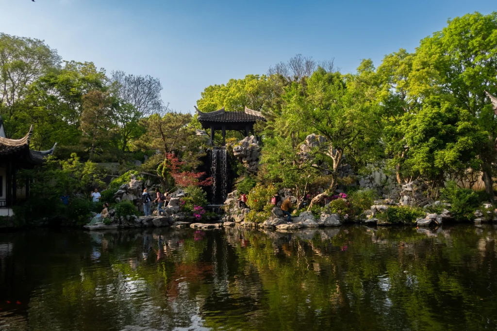 The garden of the Pearl Tower in the Chinese water town of Tongli near Suzhou. 