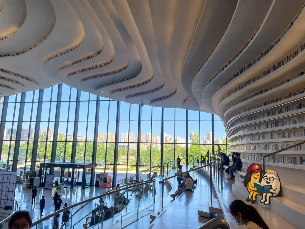 Aufnahme einer architektonisch sehr anspruchsvollen Bibliothek in Binhai, Tianjin. 